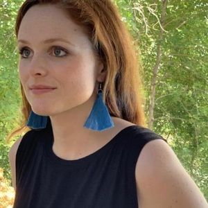 Tassel Drop Earrings in Peacock Blue Color